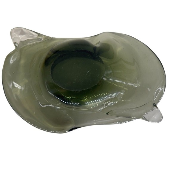 Vintage Smoked Glass Ameba Dish MCM - Picture 4 of 11